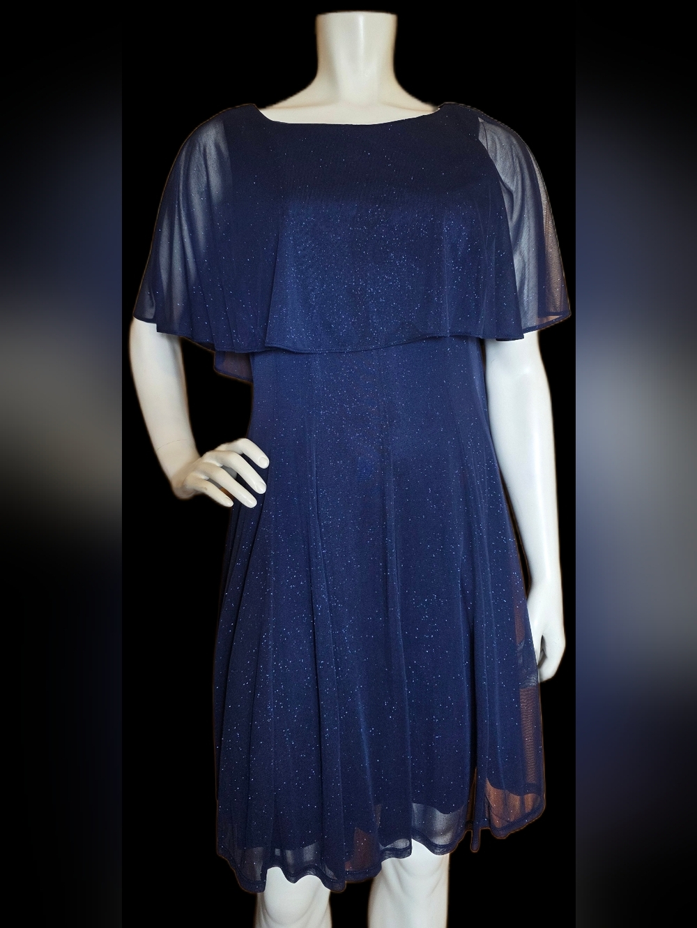 💙 22. Laura Petites Size 12P Blue Glitter Cocktail Dress